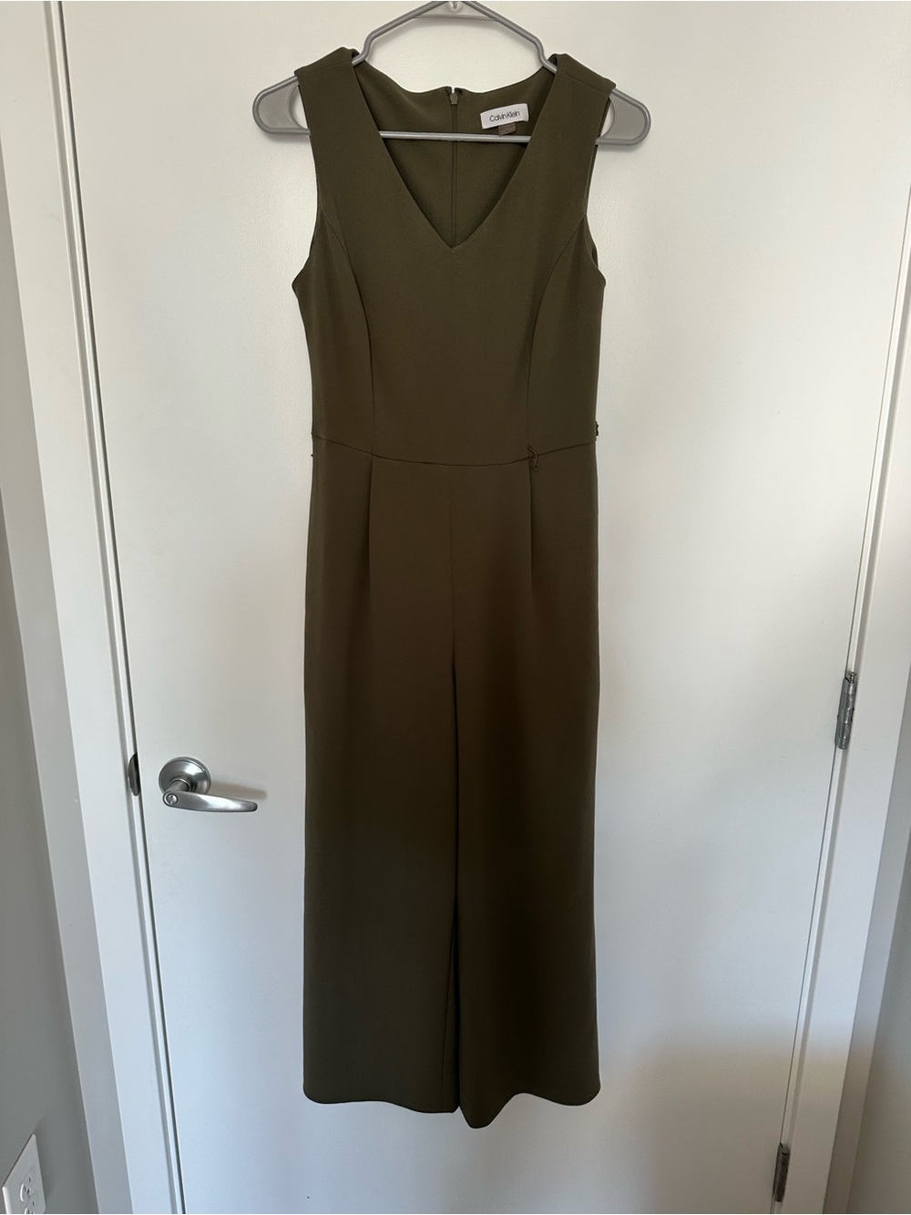 Calvin Klein Olive Green Sleeveless V-Neck Jumpsuit